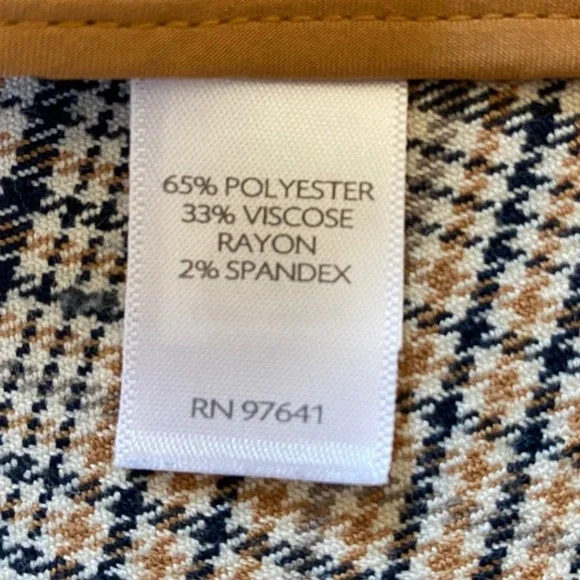 J. Jill Women's One Button Houndstooth Blazer Plaid Tigers Eye Stretch Petite M - Picture 12 of 13